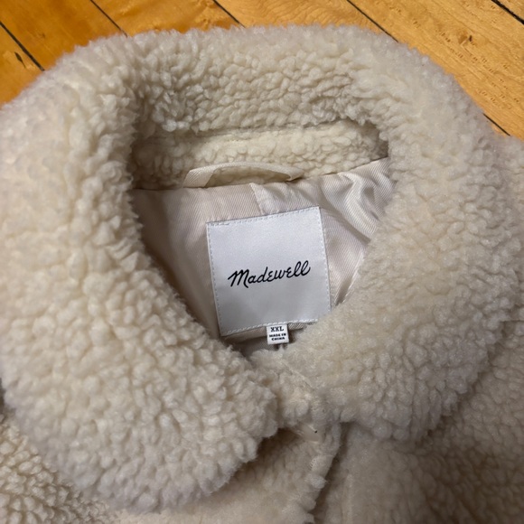 EUC Madewell Sherpa Walton Shirt-Jacket | White Teddy Coat | Women’s Plus XXL - Picture 5 of 16
